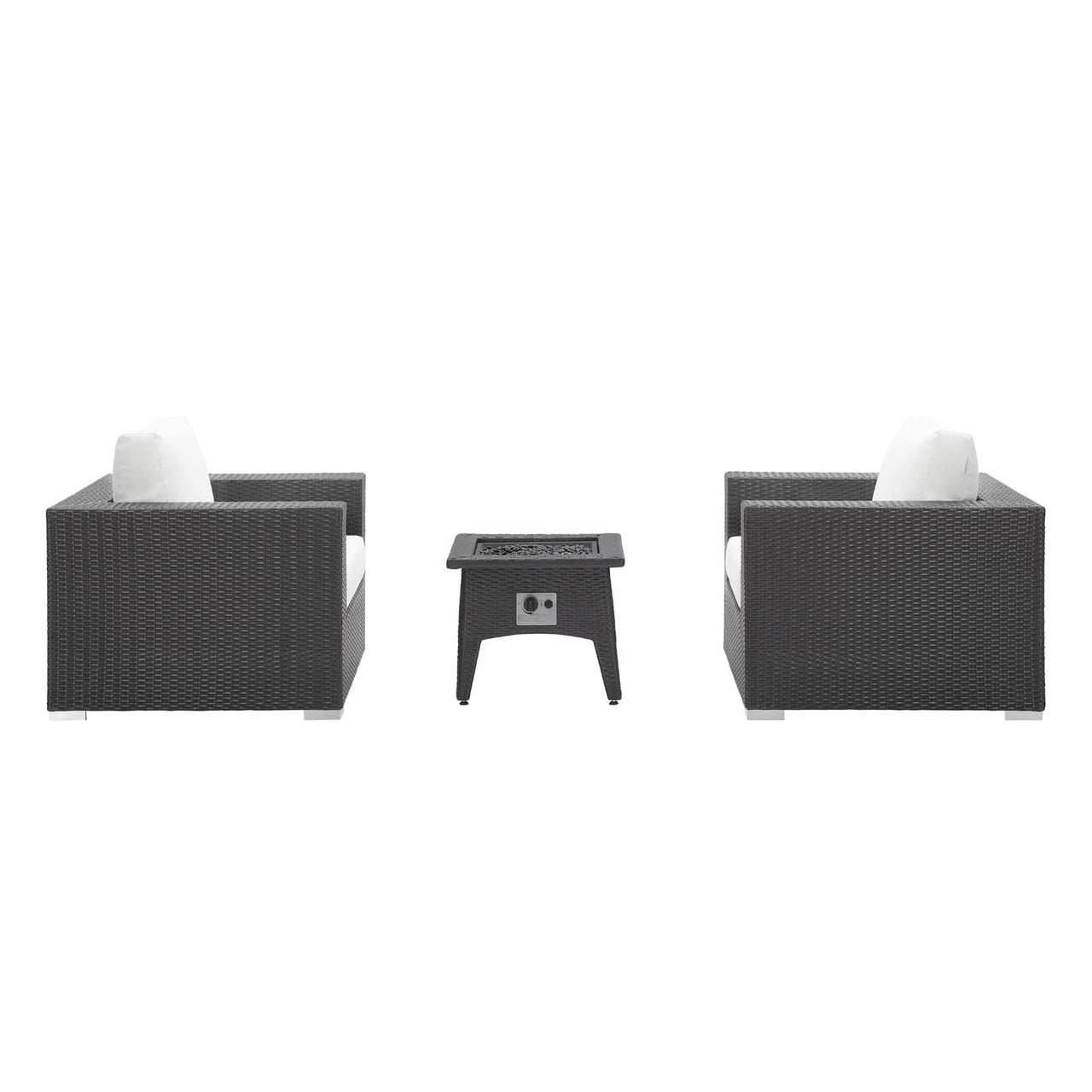 Conversation 3-Piece Set Alfresco with Fire Pit, Espresso & White