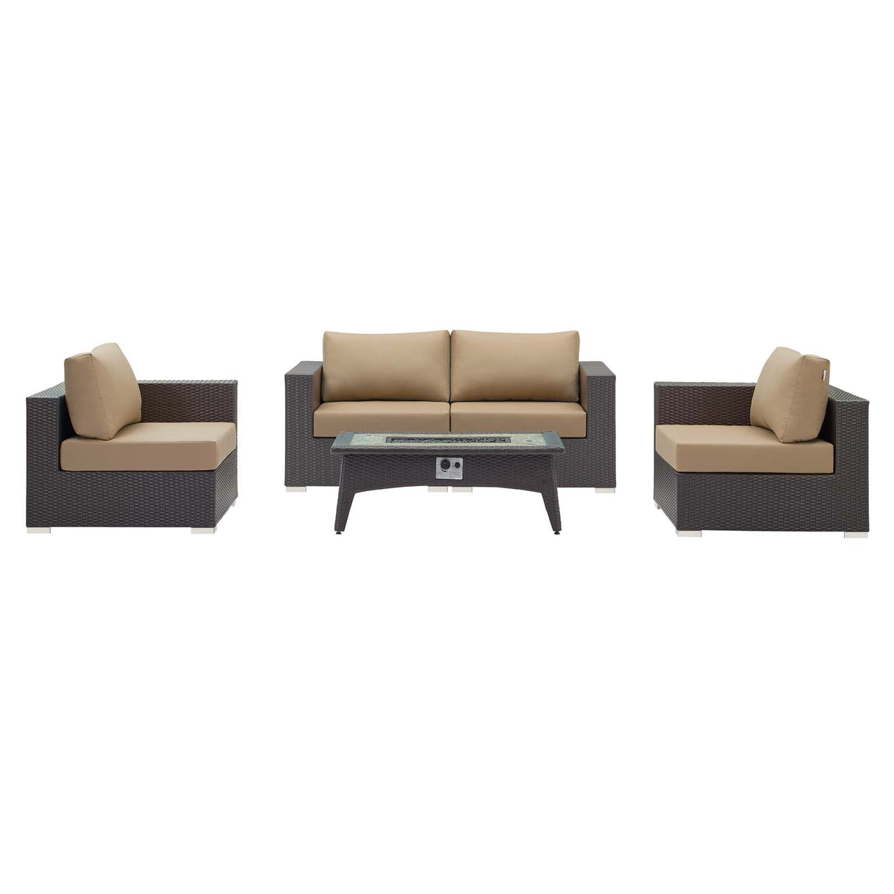 Conversation 5-Piece Set Alfresco with Fire Pit, Espresso & Mocha