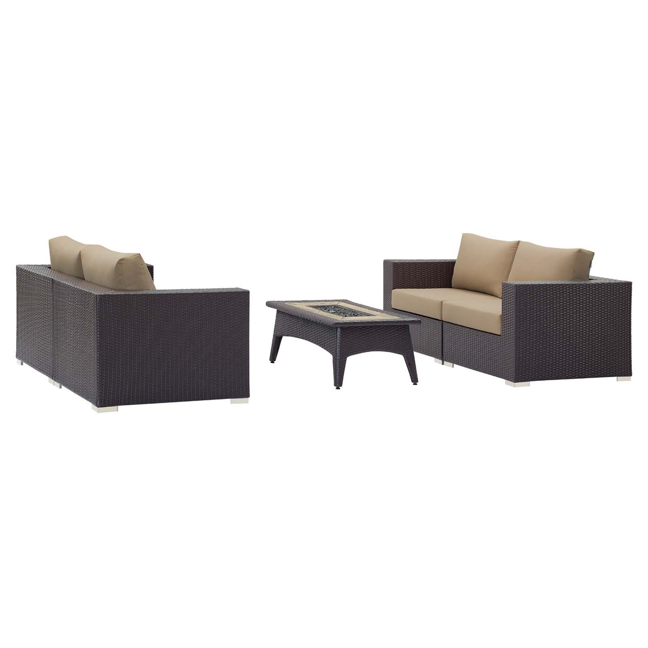Conversation 5-Piece Set Alfresco with Fire Pit, Espresso & Mocha