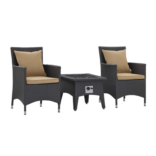 Conversation 3-Piece Set Alfresco with Fire Pit, Espresso & Mocha