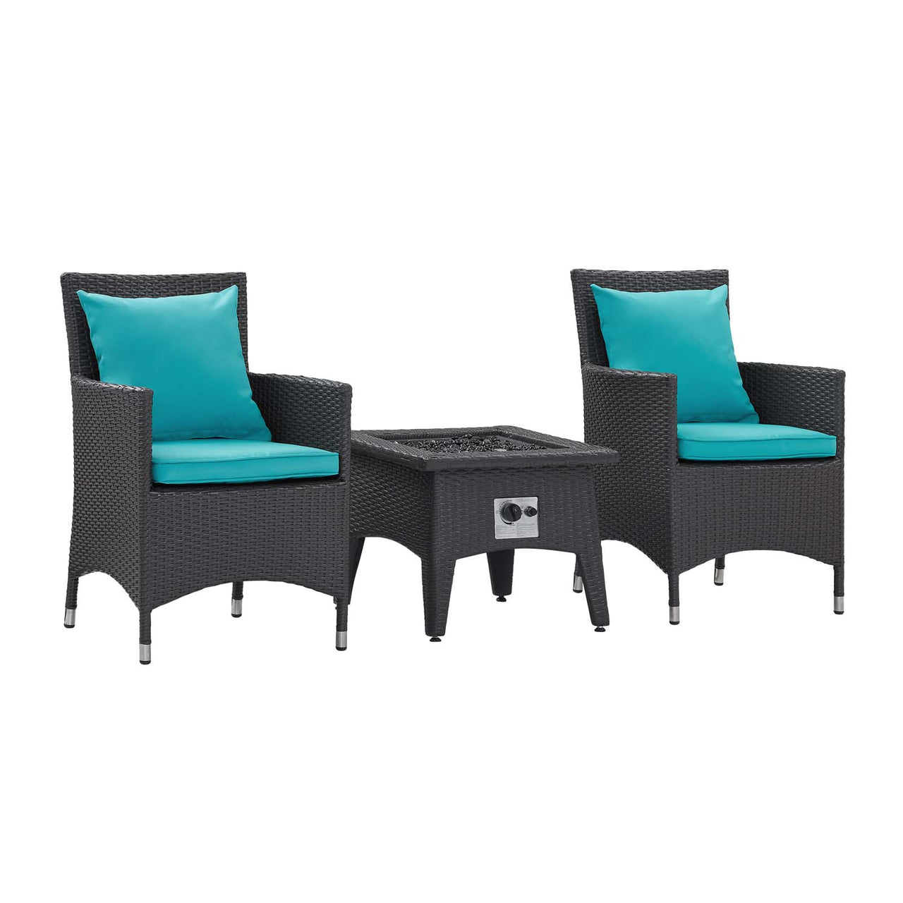 Conversation 3-Piece Set Alfresco with Fire Pit, Espresso & Turquoise