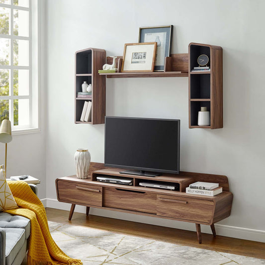 Launch Entertainment Center, Walnut & Gray