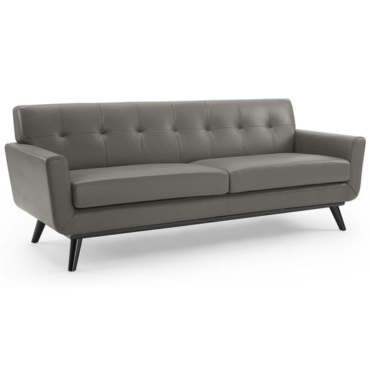 Rendezvous Top-Grain Leather Lounge Sofa, Gray