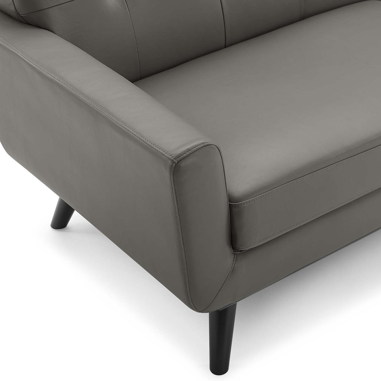 Rendezvous Top-Grain Leather Lounge Sofa, Gray