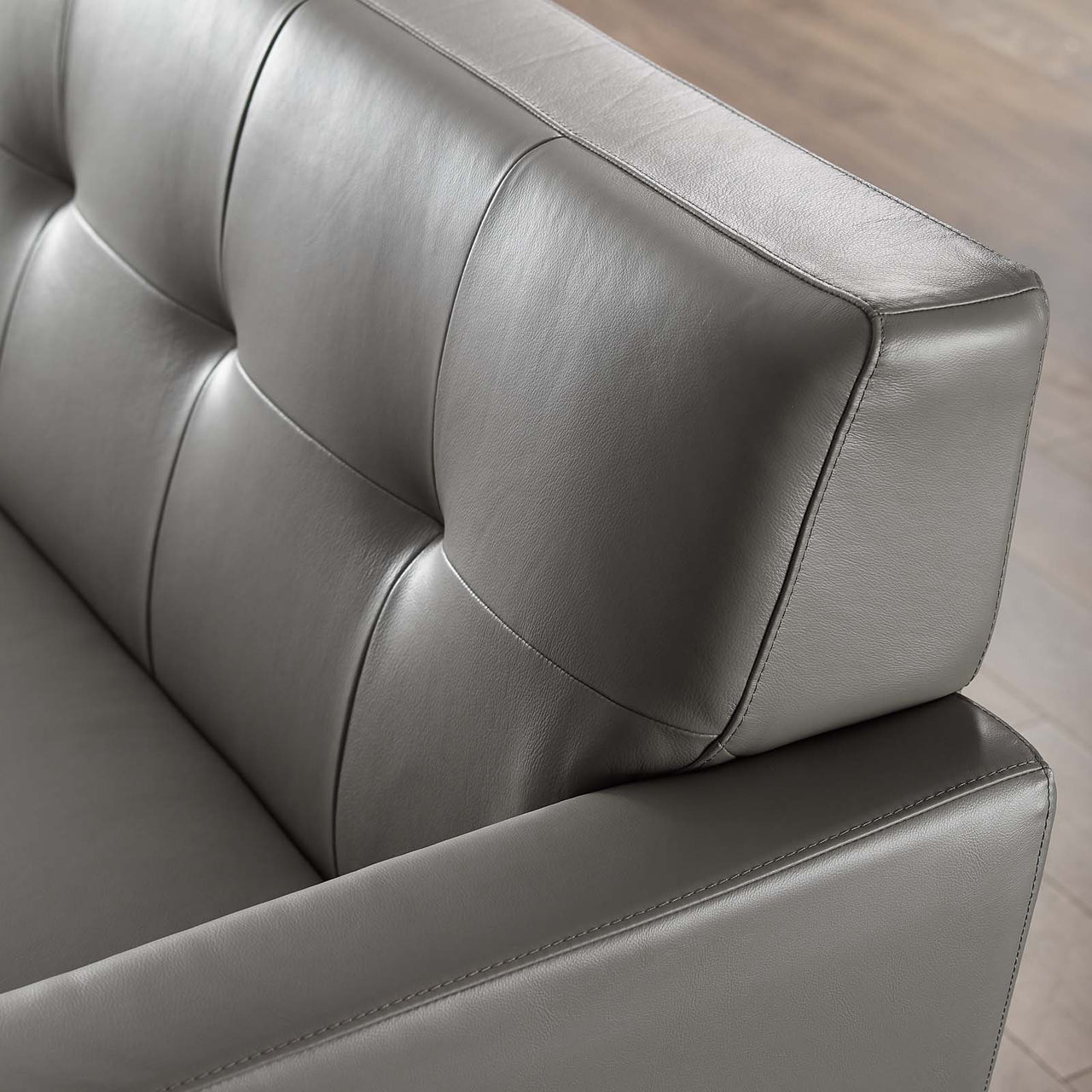 Rendezvous Top-Grain Leather Lounge Sofa, Gray