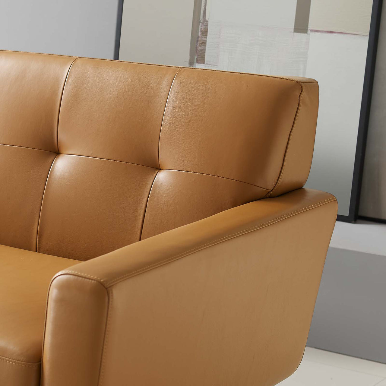 Rendezvous Top-Grain Leather Lounge Sofa, Tan