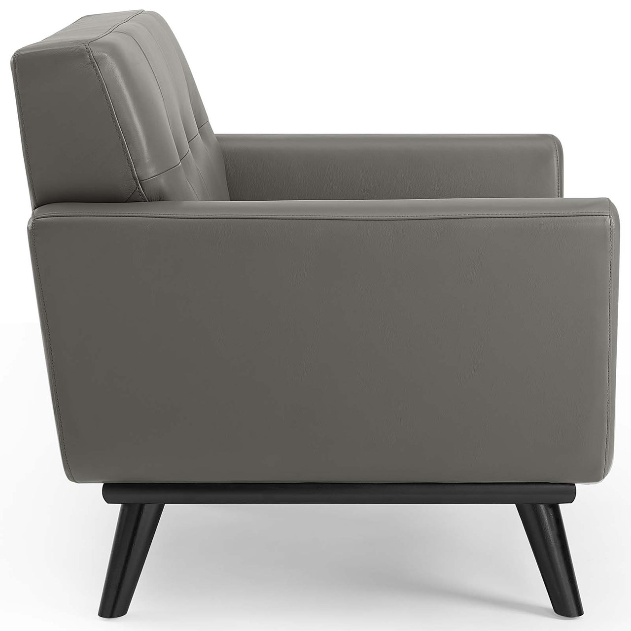 Rendezvous Top-Grain Leather Lounge Accent Armchair, Gray