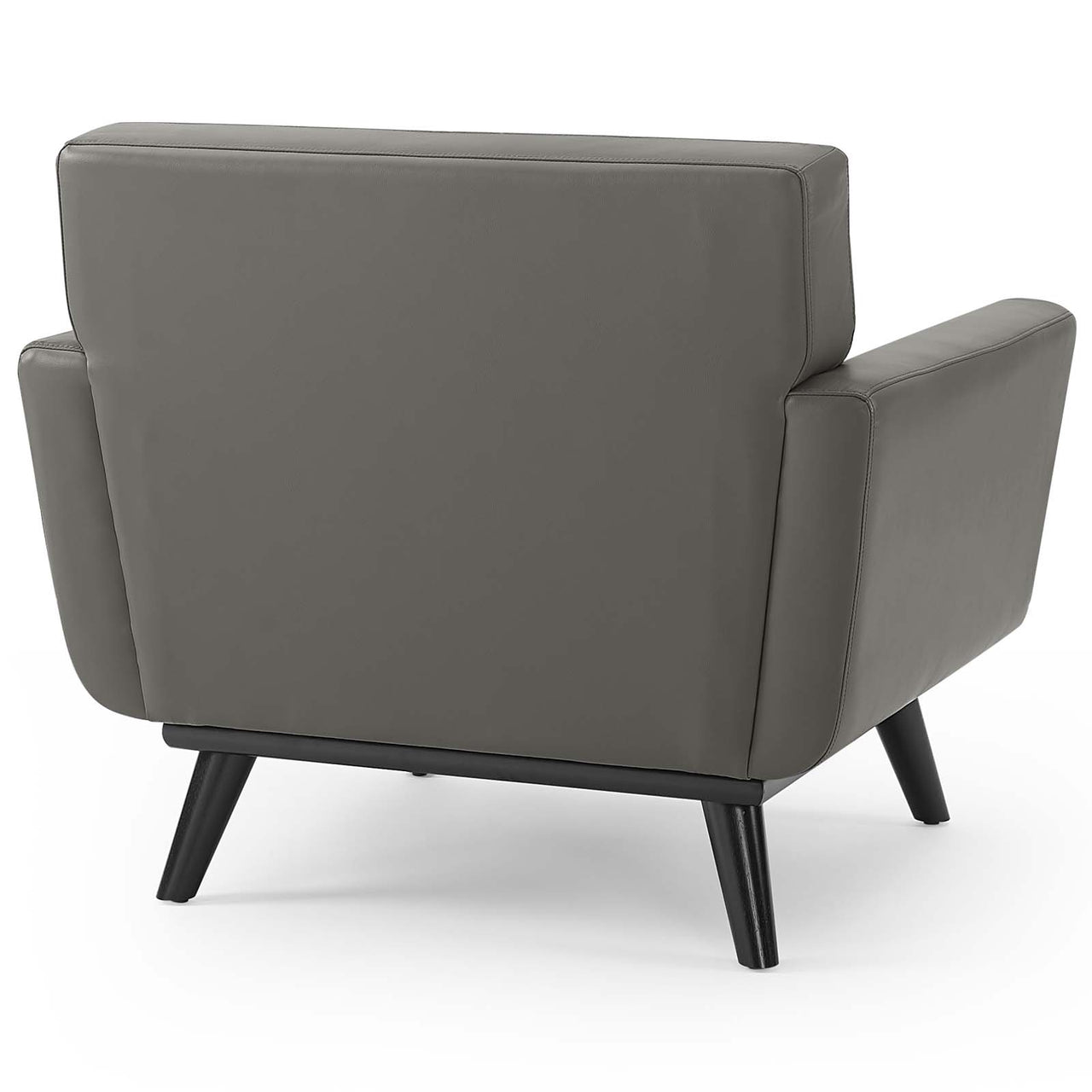 Rendezvous Top-Grain Leather Lounge Accent Armchair, Gray