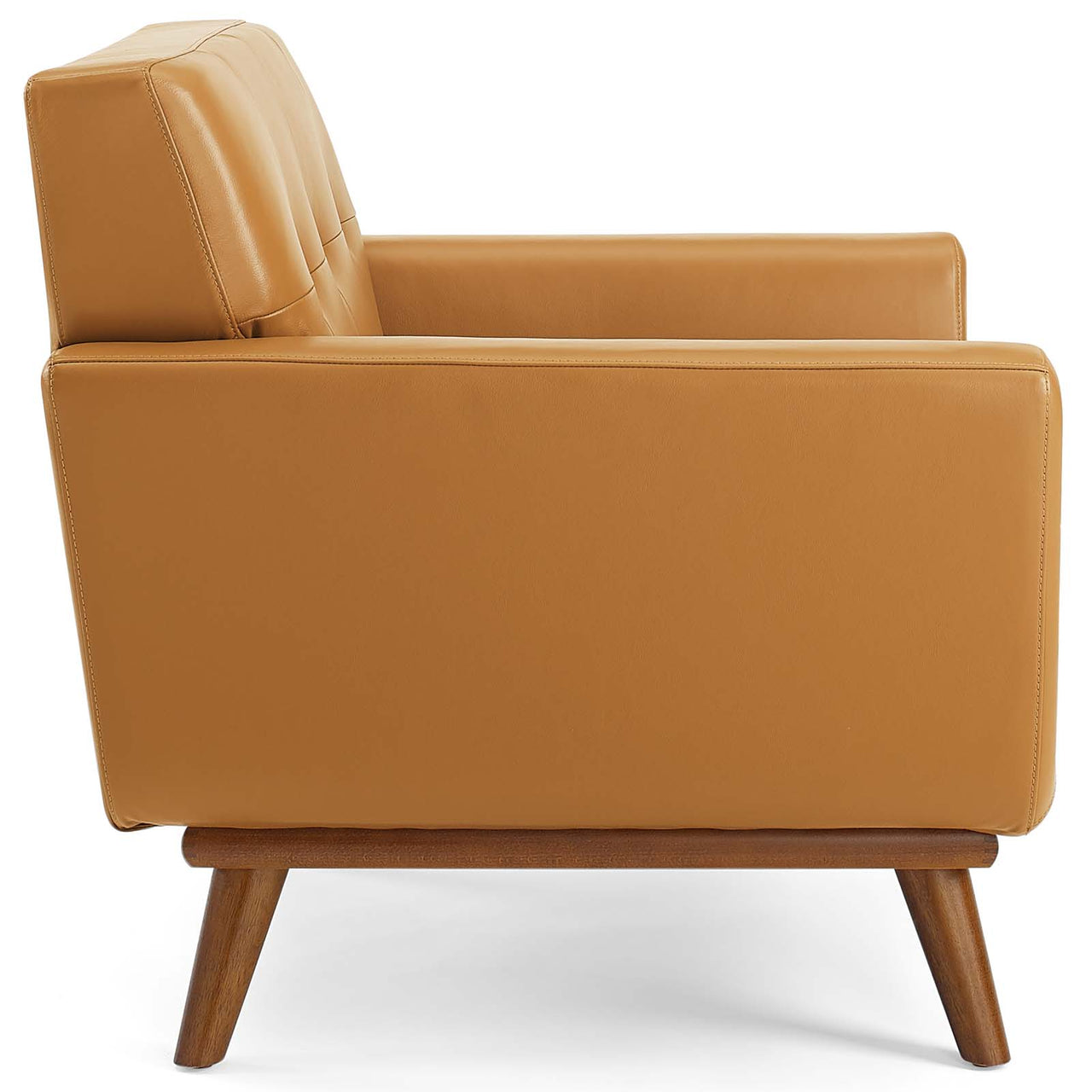 Rendezvous Top-Grain Leather Lounge Accent Armchair, Tan