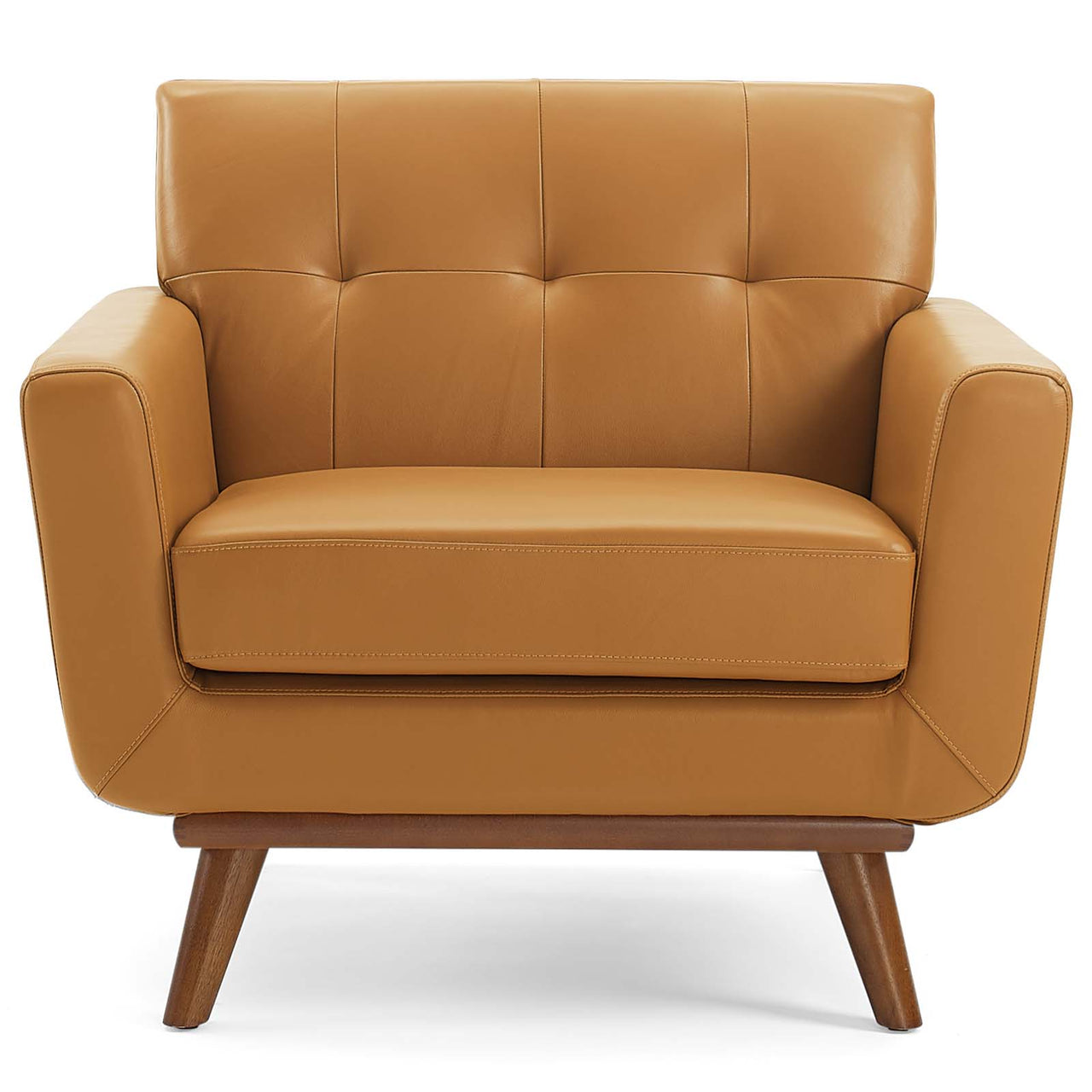 Rendezvous Top-Grain Leather Lounge Accent Armchair, Tan