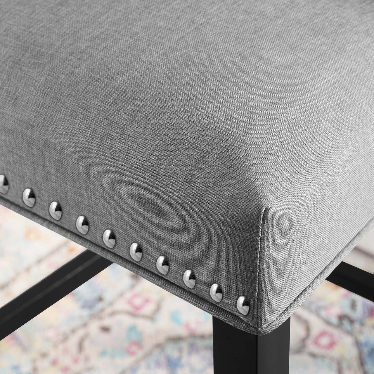 Bellare Fabric Bar Stool, Light Gray