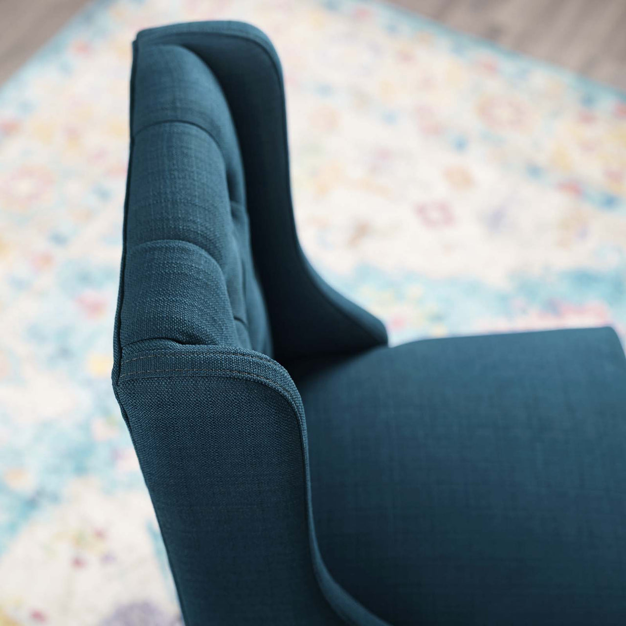 Bellarett Tufted Button Fabric Counter Stool, Azure