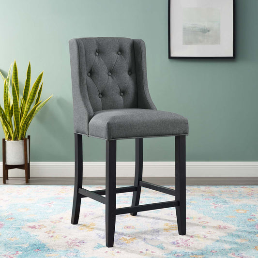 Bellarett Tufted Button Fabric Counter Stool, Gray