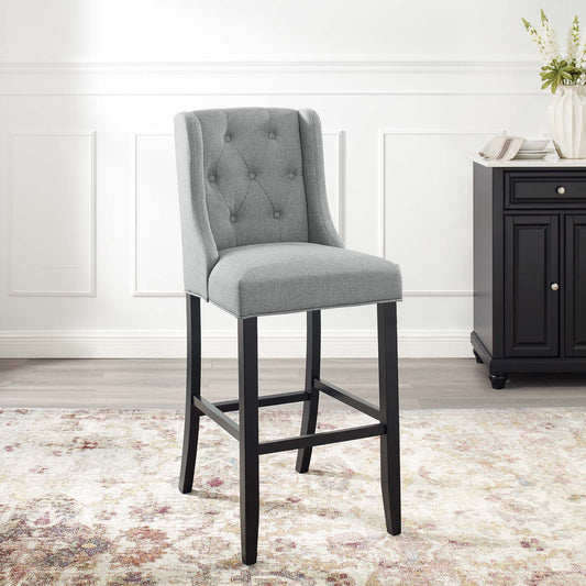 Bellarett Tufted Button Fabric Bar Stool, Light Gray