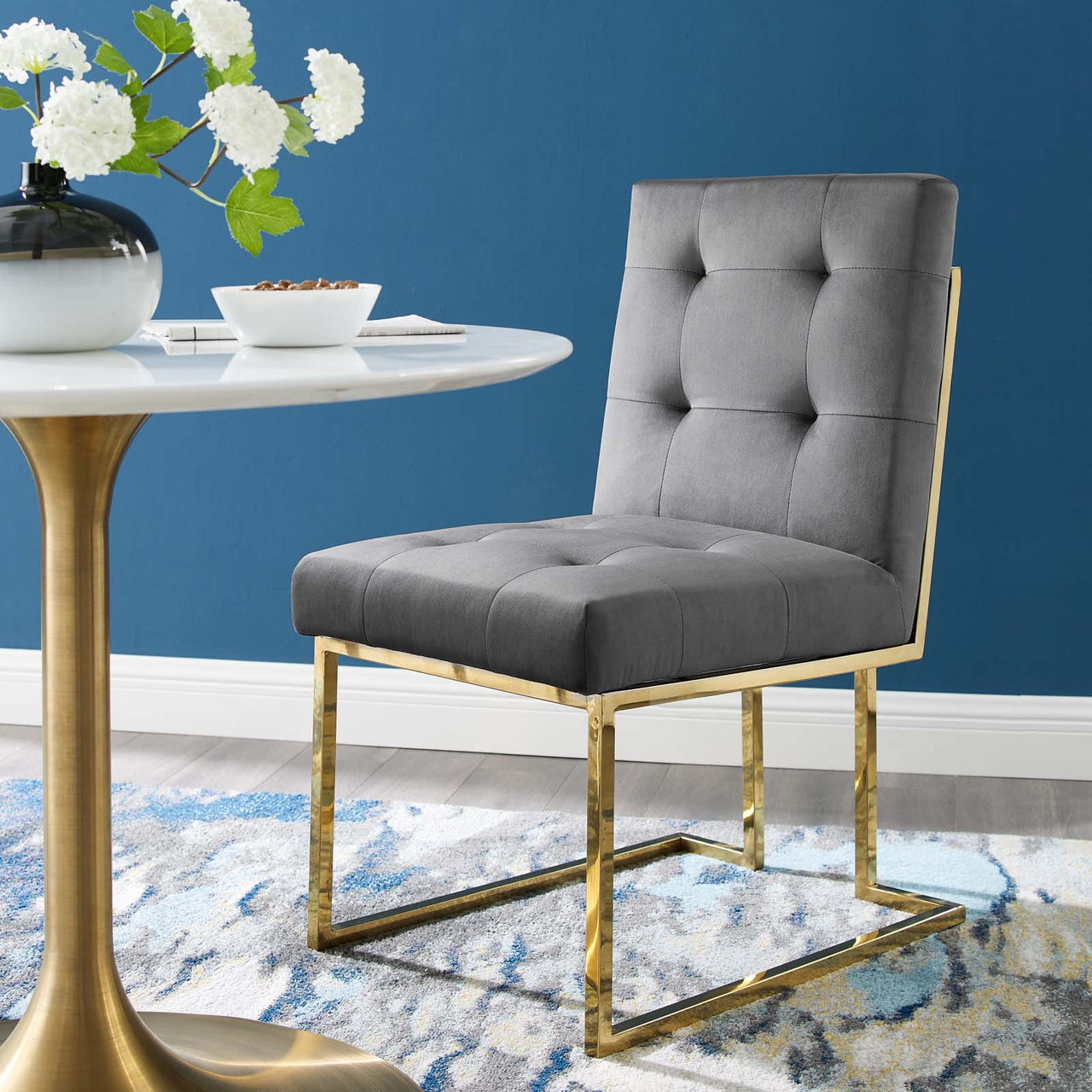 Circuit Upholstered Velvet Dining Chair, Charcoal