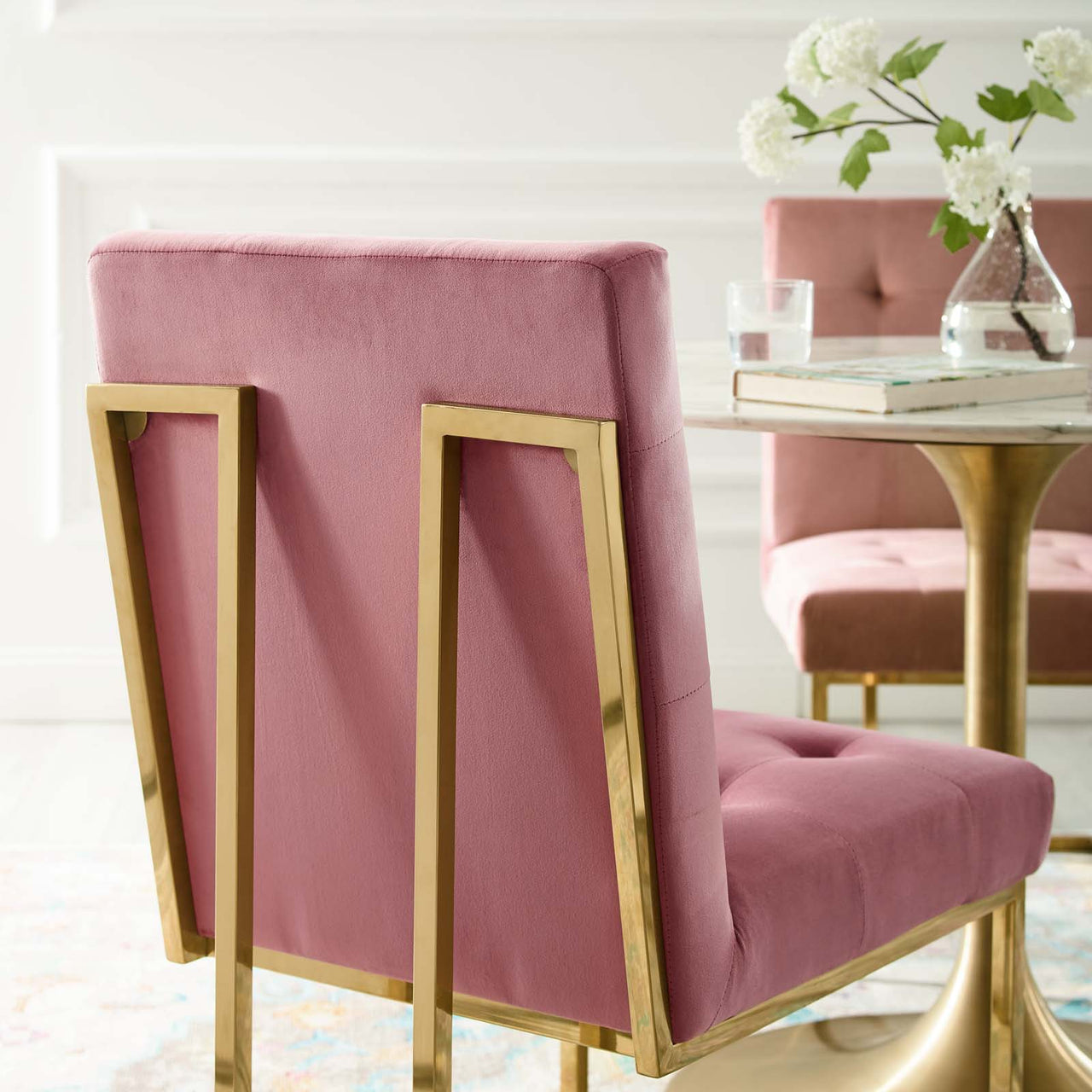 Circuit Upholstered Velvet Dining Chair, Dusty Rose