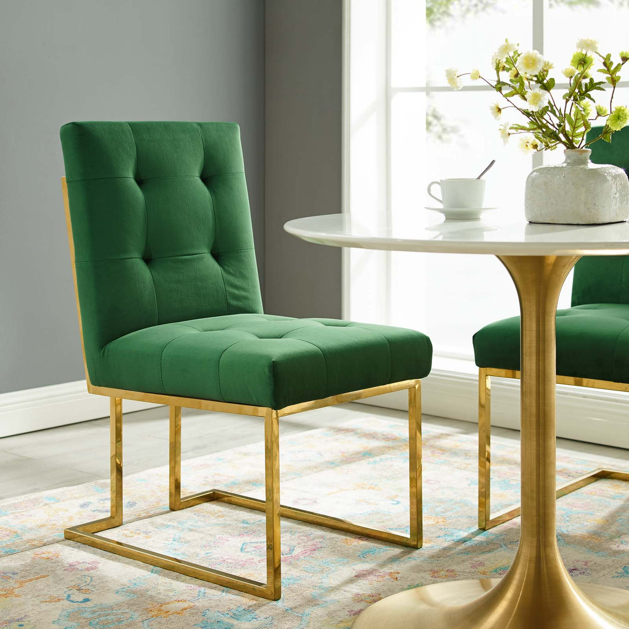 Circuit Upholstered Velvet Dining Chair, Emerald