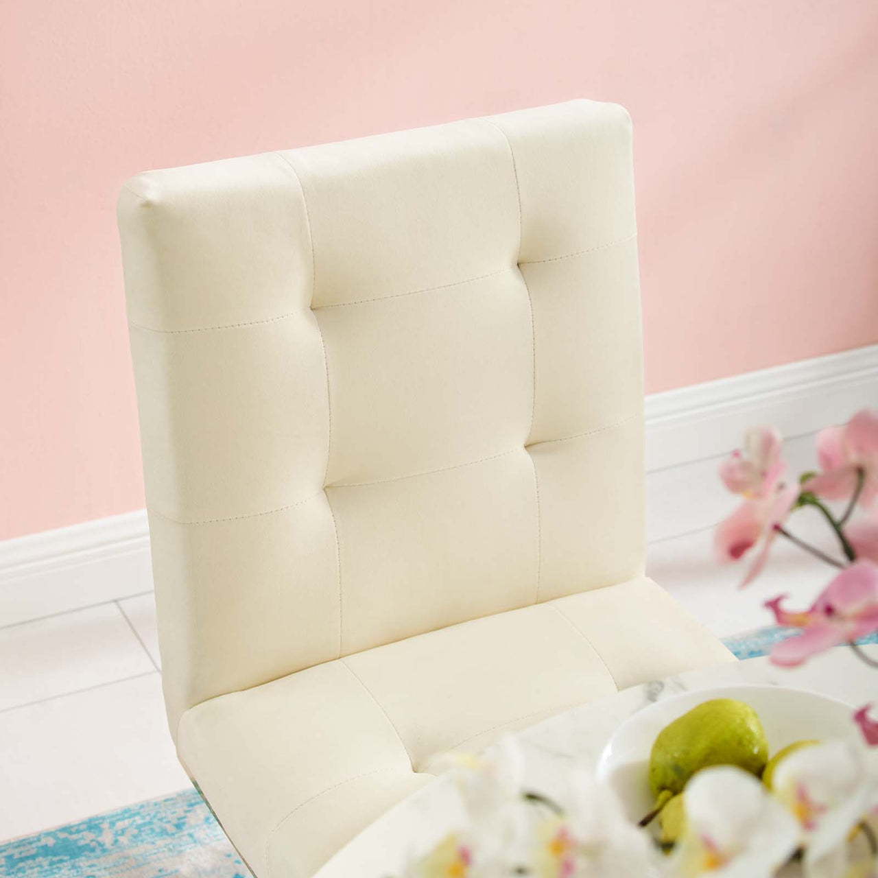 Circuit Upholstered Velvet Dining Chair, Ivory