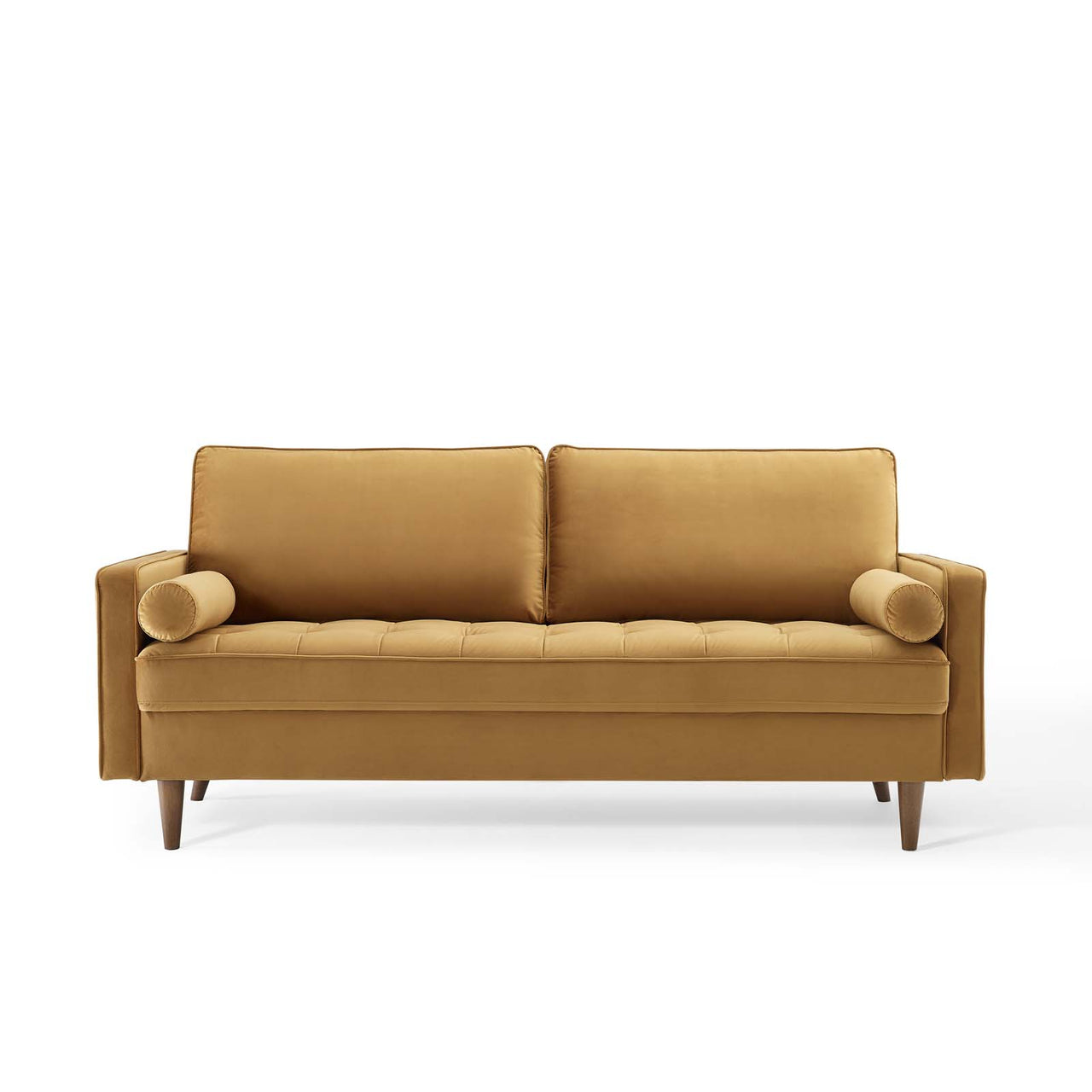 Bravien Upholstered Velvet Sofa, Cognac