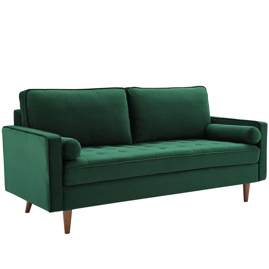 Bravien Upholstered Velvet Sofa, Green