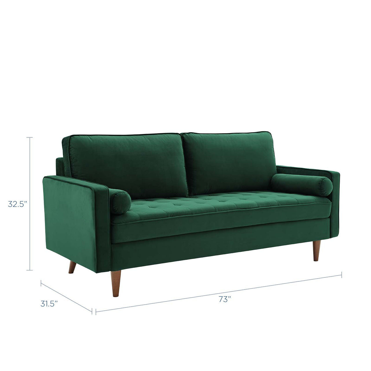 Bravien Upholstered Velvet Sofa, Green