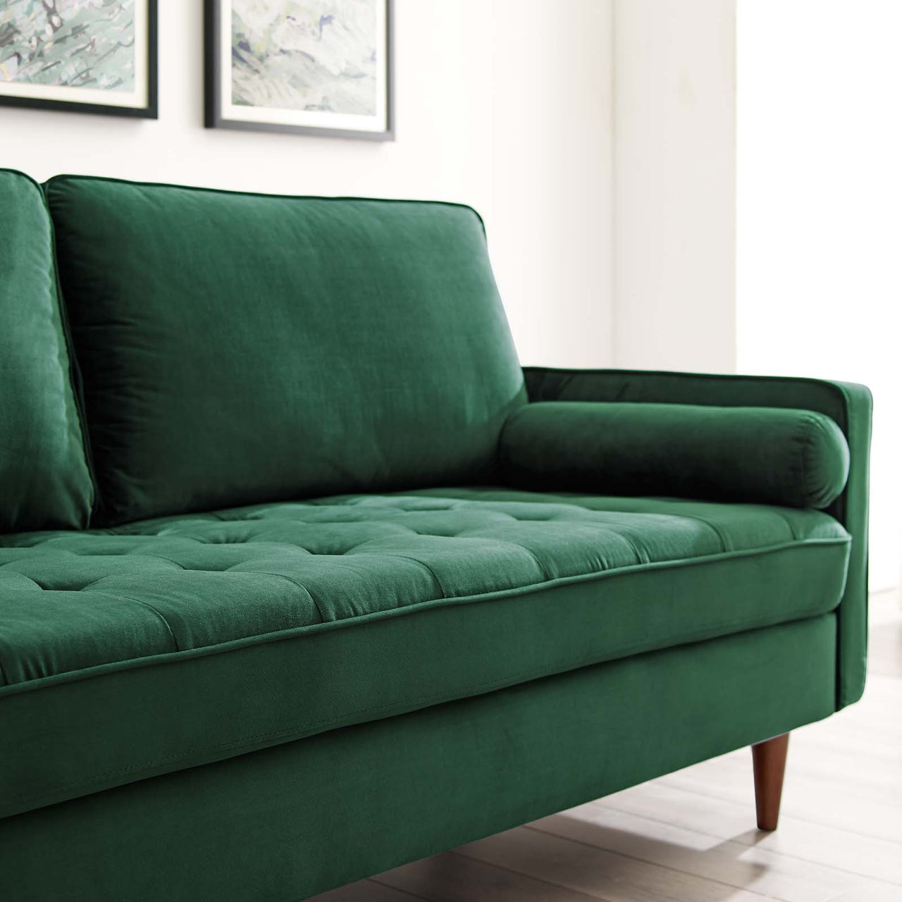 Bravien Upholstered Velvet Sofa, Green