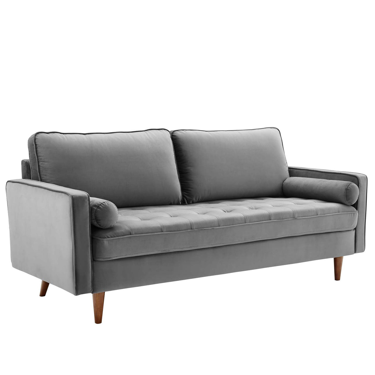 Bravien Upholstered Velvet Sofa, Gray