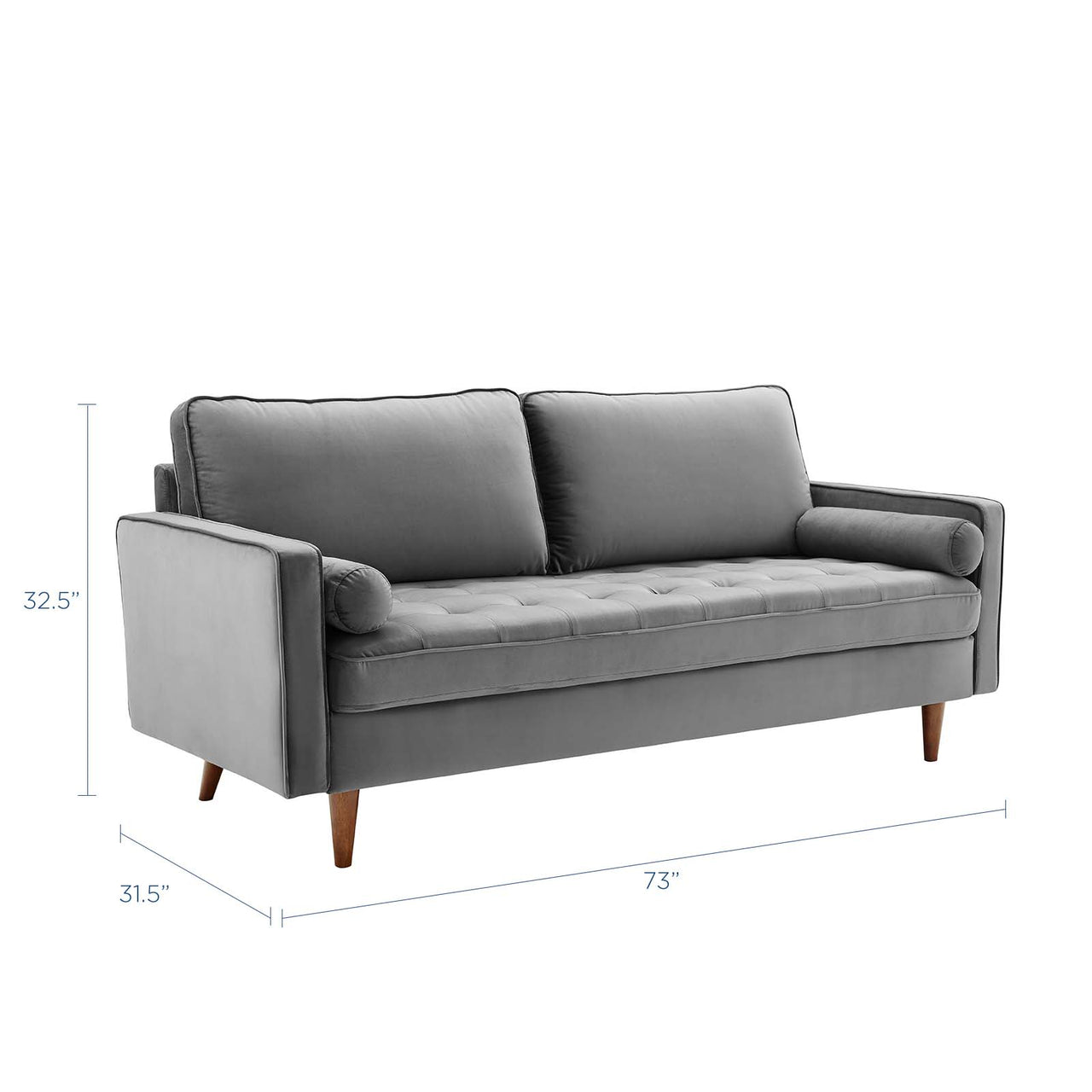 Bravien Upholstered Velvet Sofa, Gray