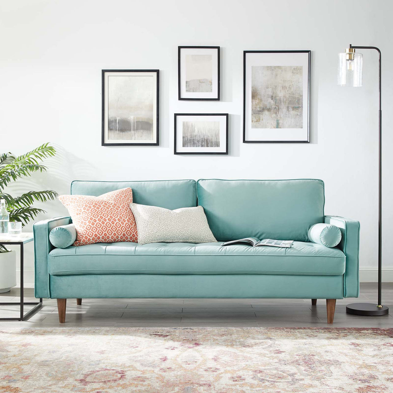 Bravien Upholstered Velvet Sofa, Mint