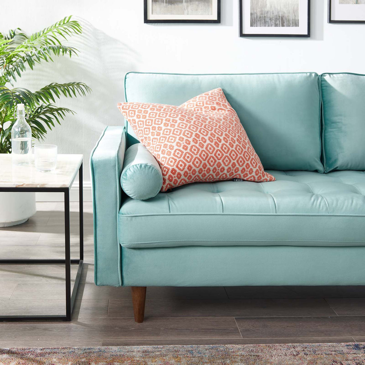 Bravien Upholstered Velvet Sofa, Mint