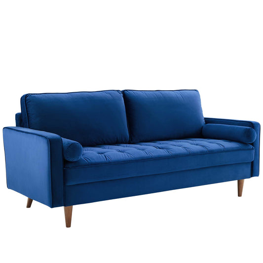 Bravien Upholstered Velvet Sofa, Navy