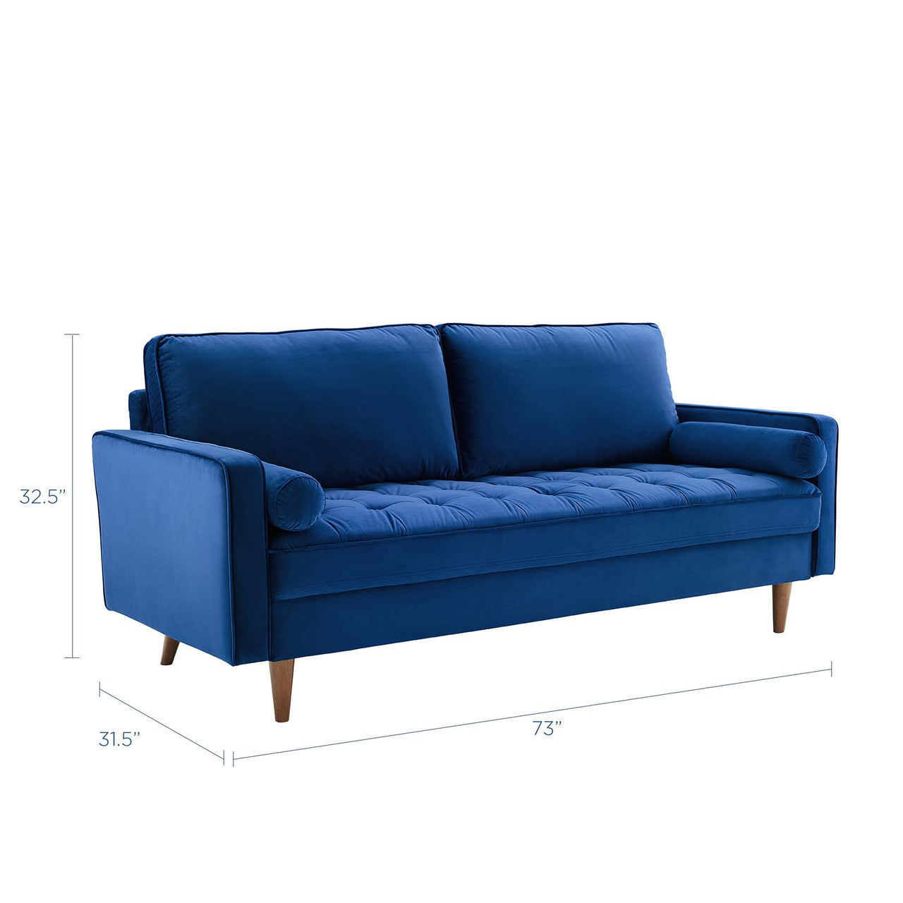 Bravien Upholstered Velvet Sofa, Navy