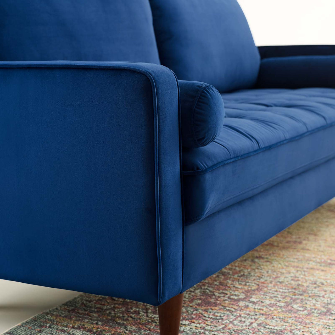Bravien Upholstered Velvet Sofa, Navy