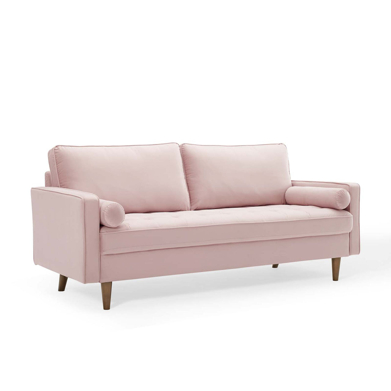 Bravien Upholstered Velvet Sofa, Pink