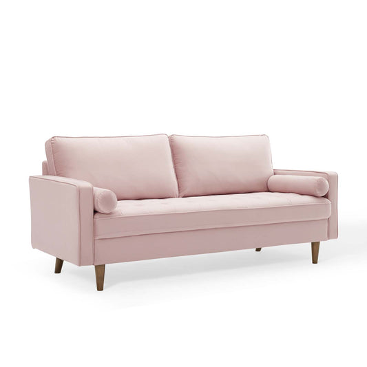 Bravien Upholstered Velvet Sofa, Pink