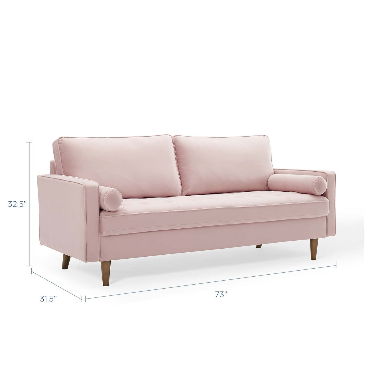 Bravien Upholstered Velvet Sofa, Pink