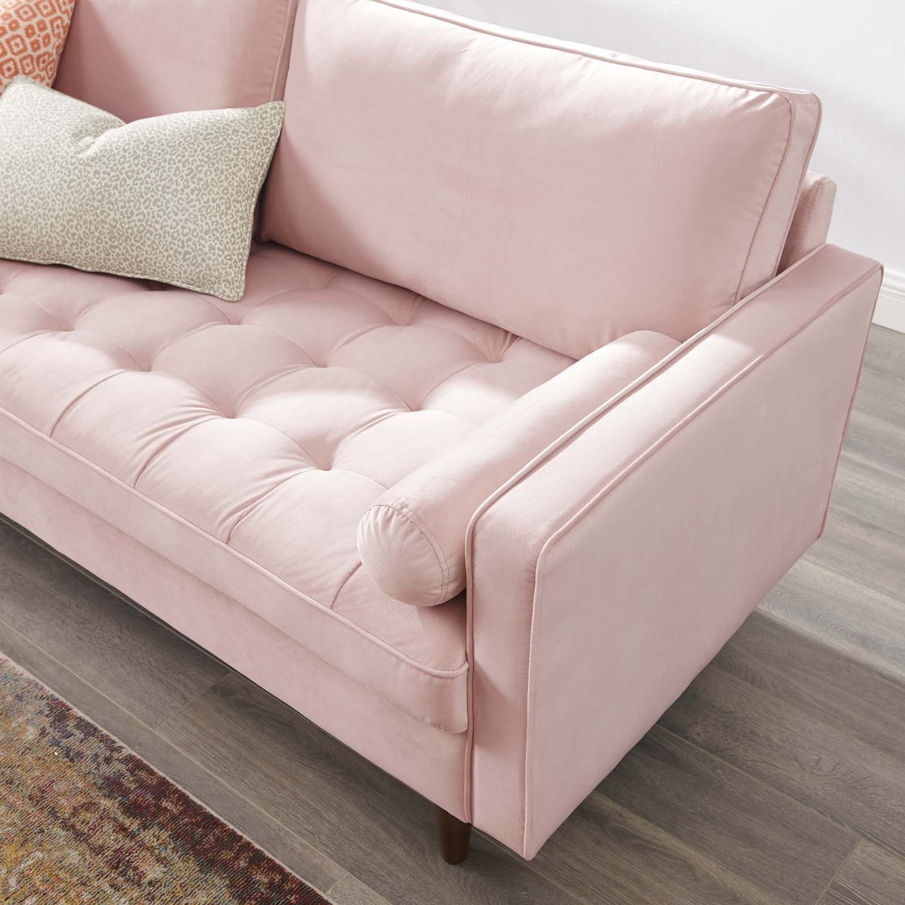 Bravien Upholstered Velvet Sofa, Pink