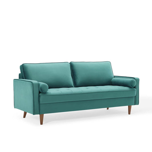 Bravien Upholstered Velvet Sofa, Teal