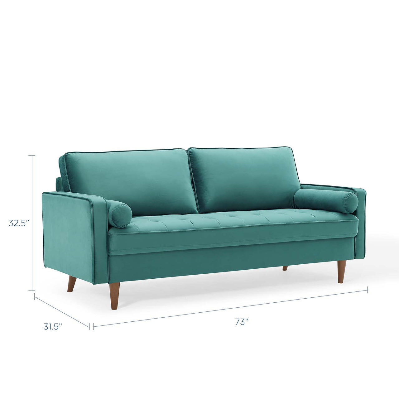 Bravien Upholstered Velvet Sofa, Teal