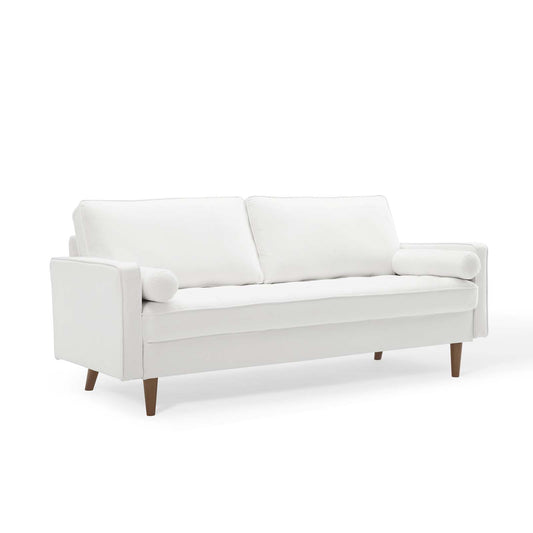 Bravien Upholstered Velvet Sofa, White