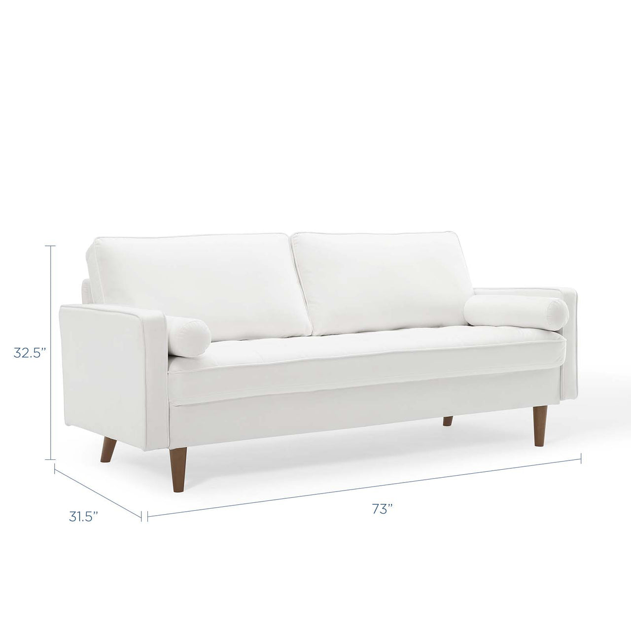 Bravien Upholstered Velvet Sofa, White