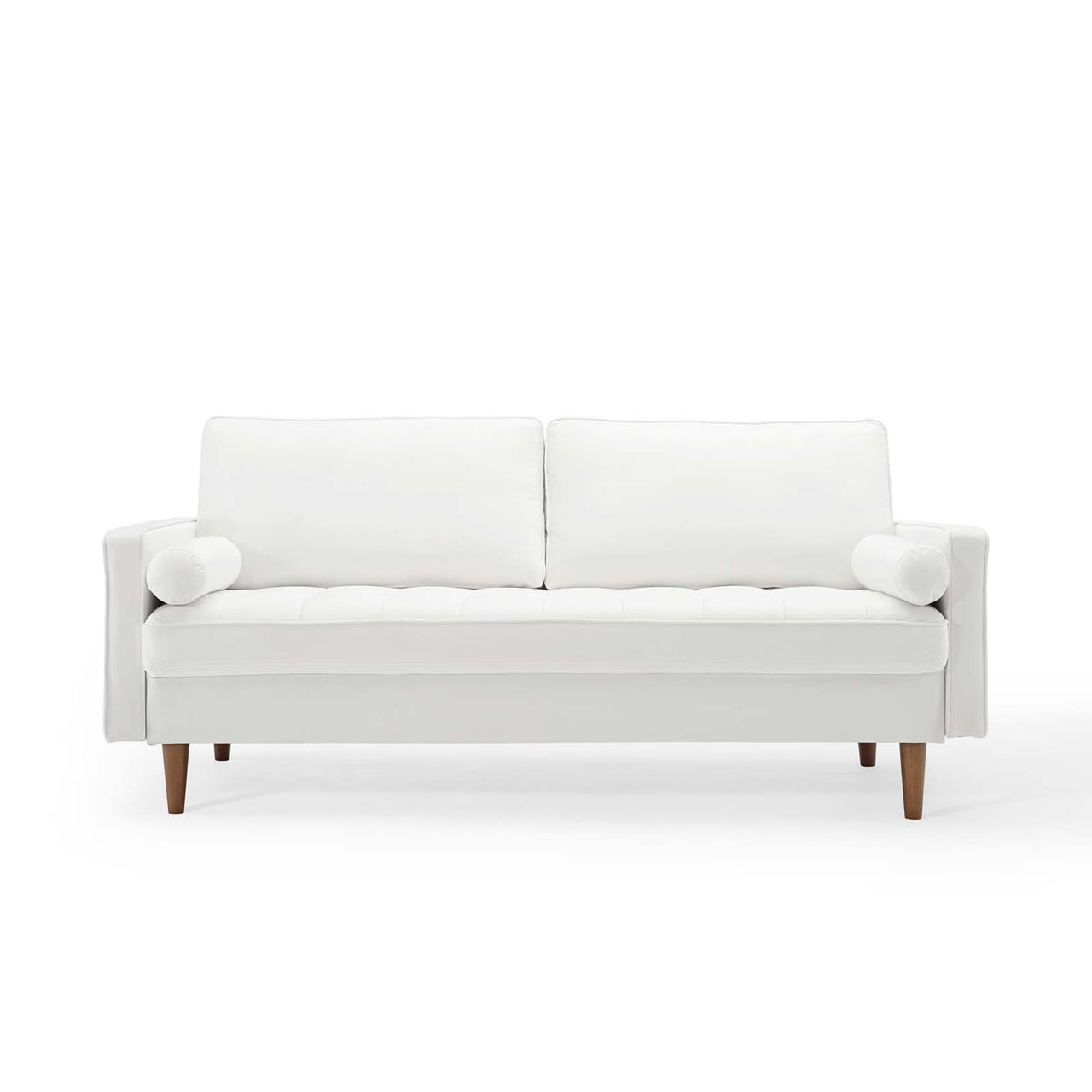 Bravien Upholstered Velvet Sofa, White