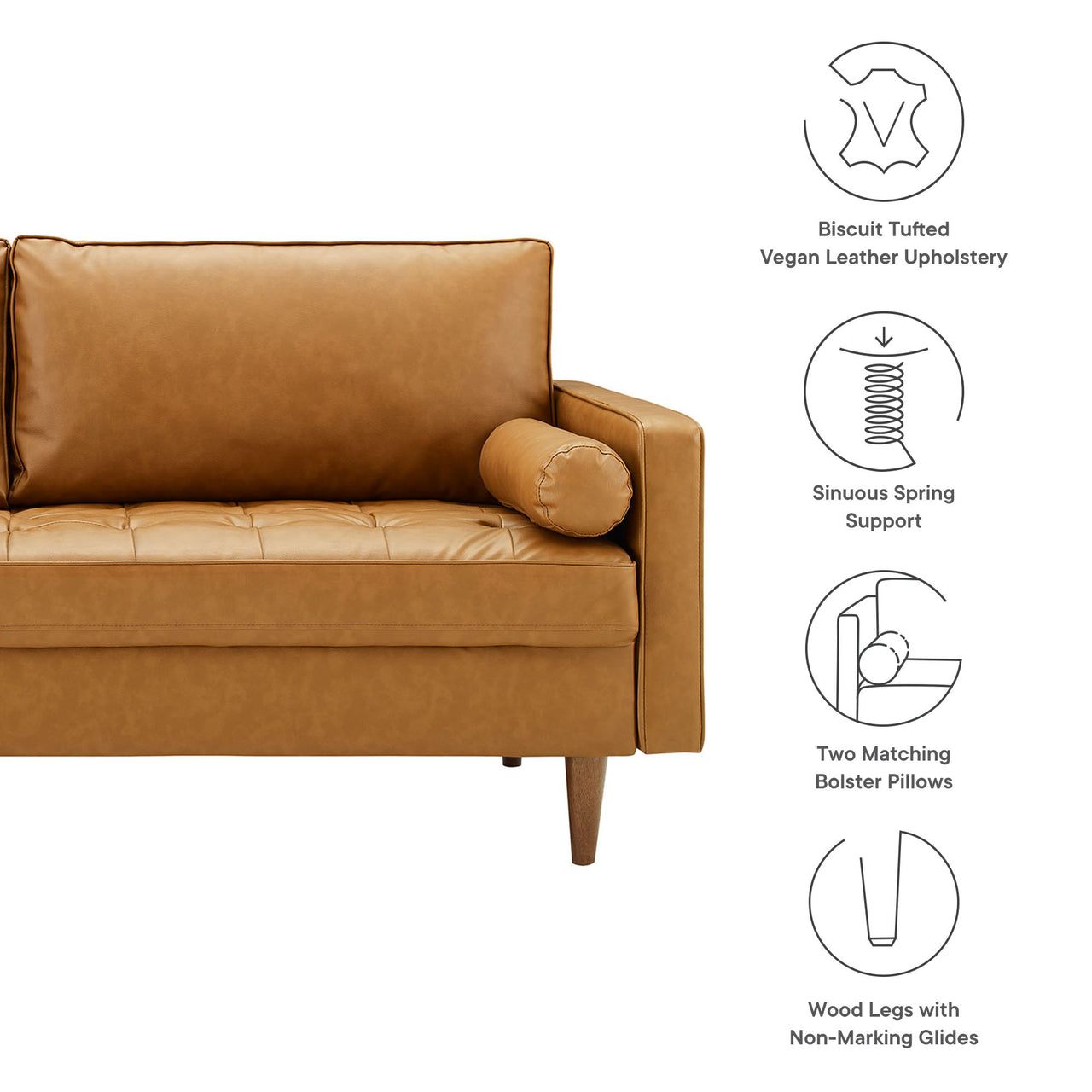 Bravien Eco-Leather Sofa, Tan