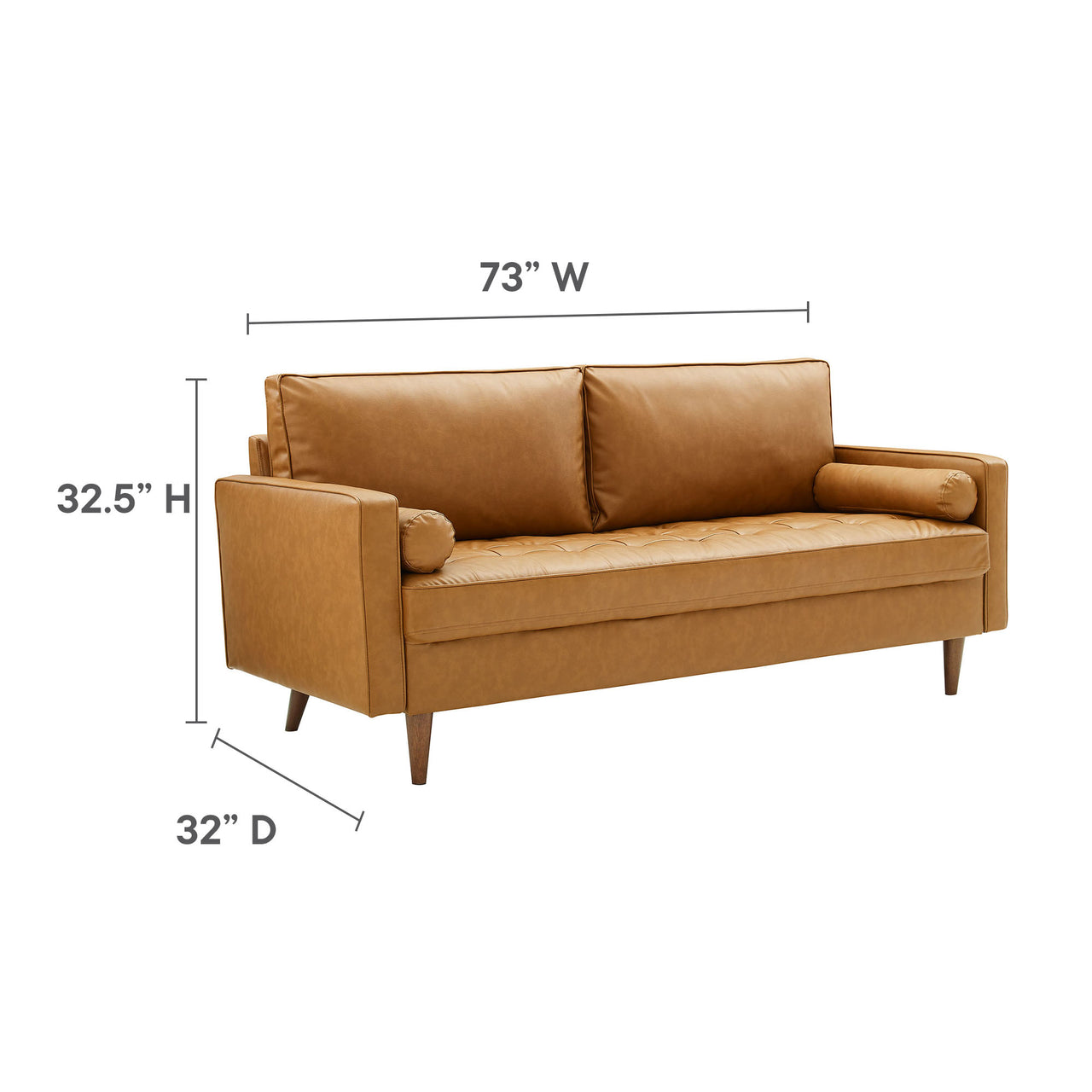 Bravien Eco-Leather Sofa, Tan