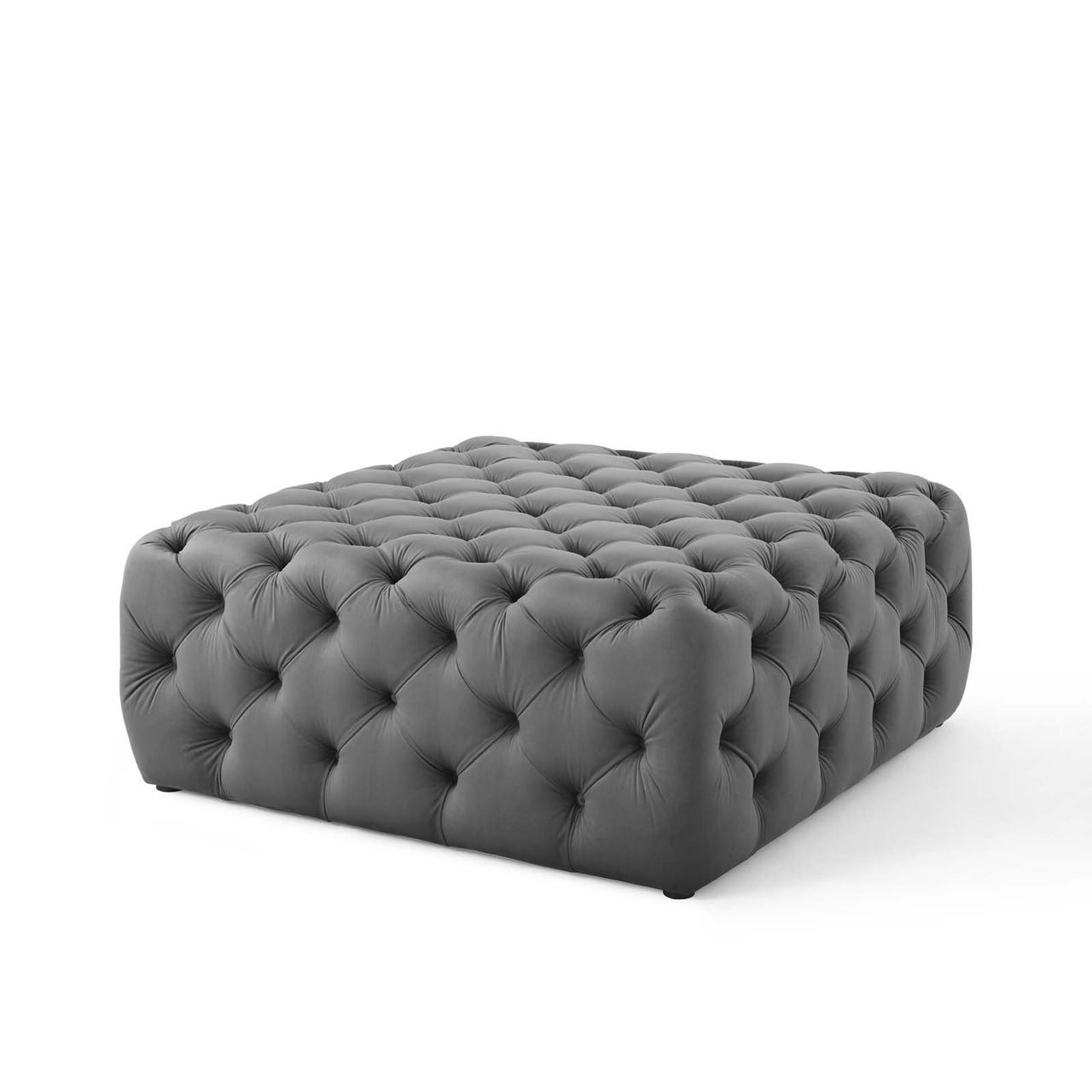 Love Square Velvet Ottoman, Large, Gray