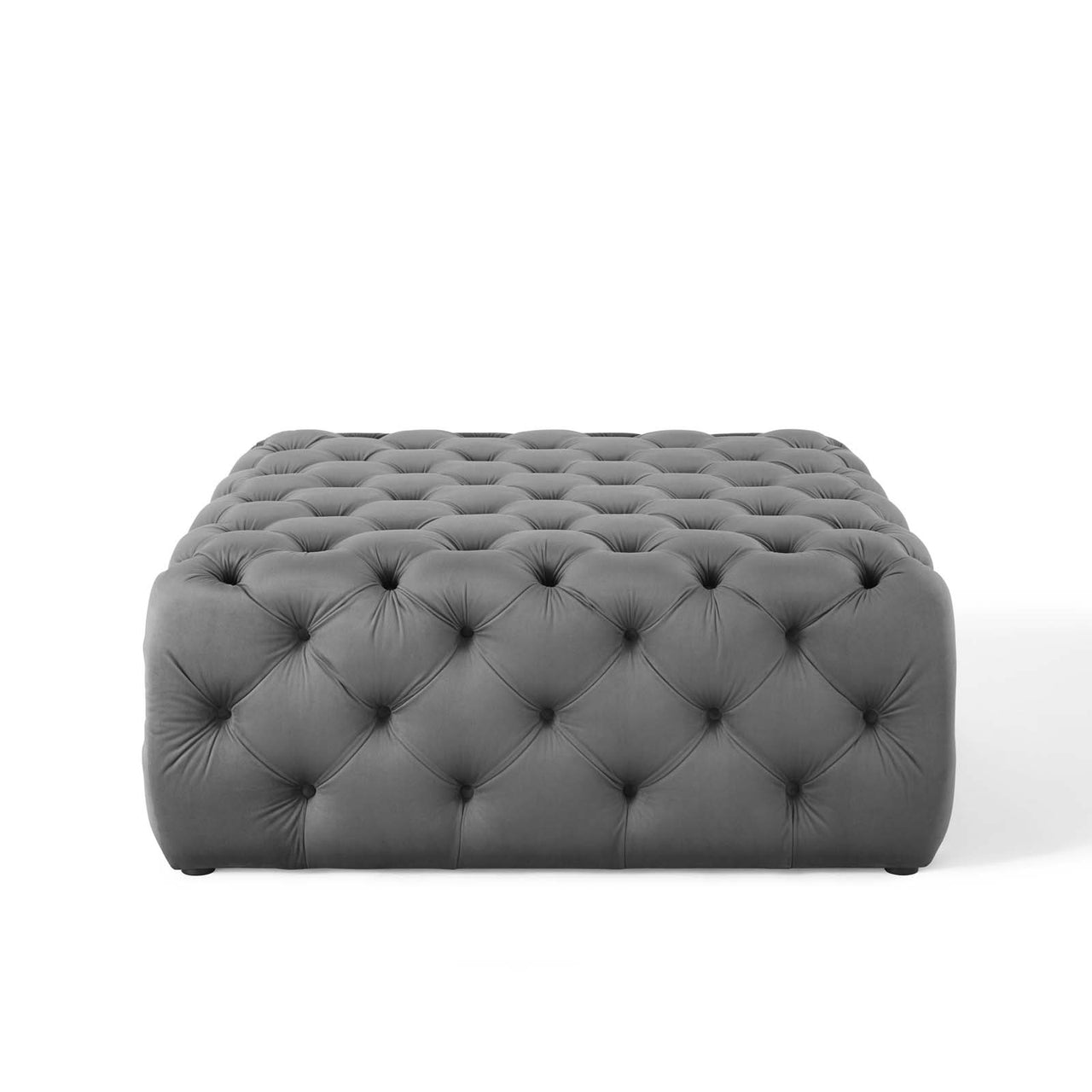 Love Square Velvet Ottoman, Large, Gray
