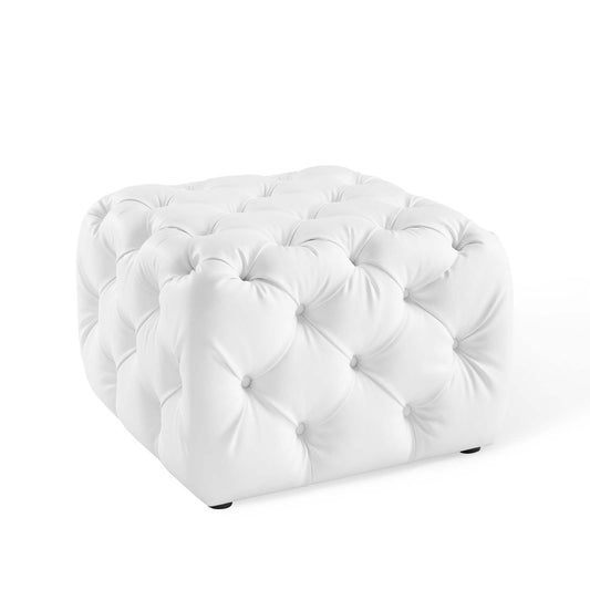 Love Square Faux Leather Ottoman, White