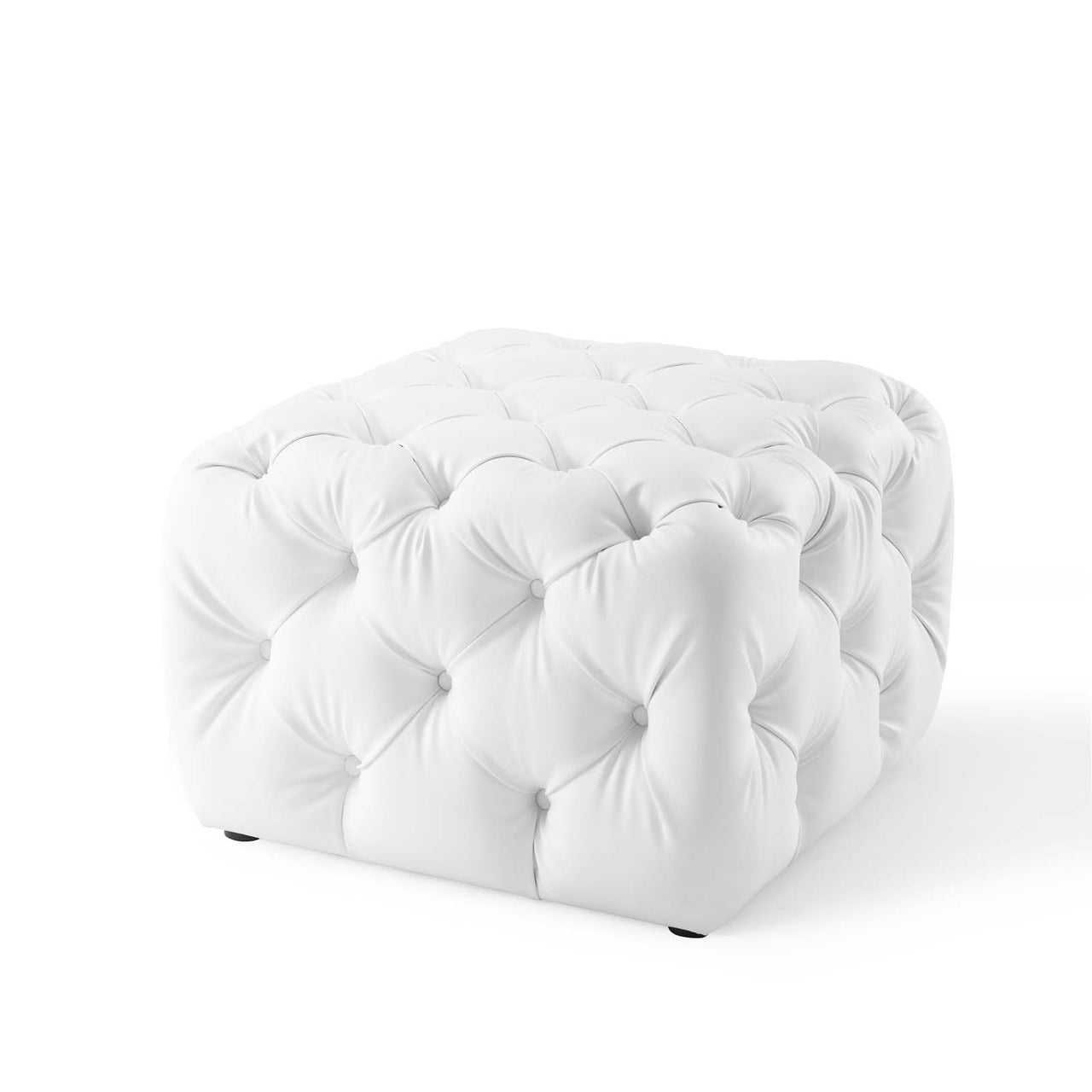 Love Square Faux Leather Ottoman, White