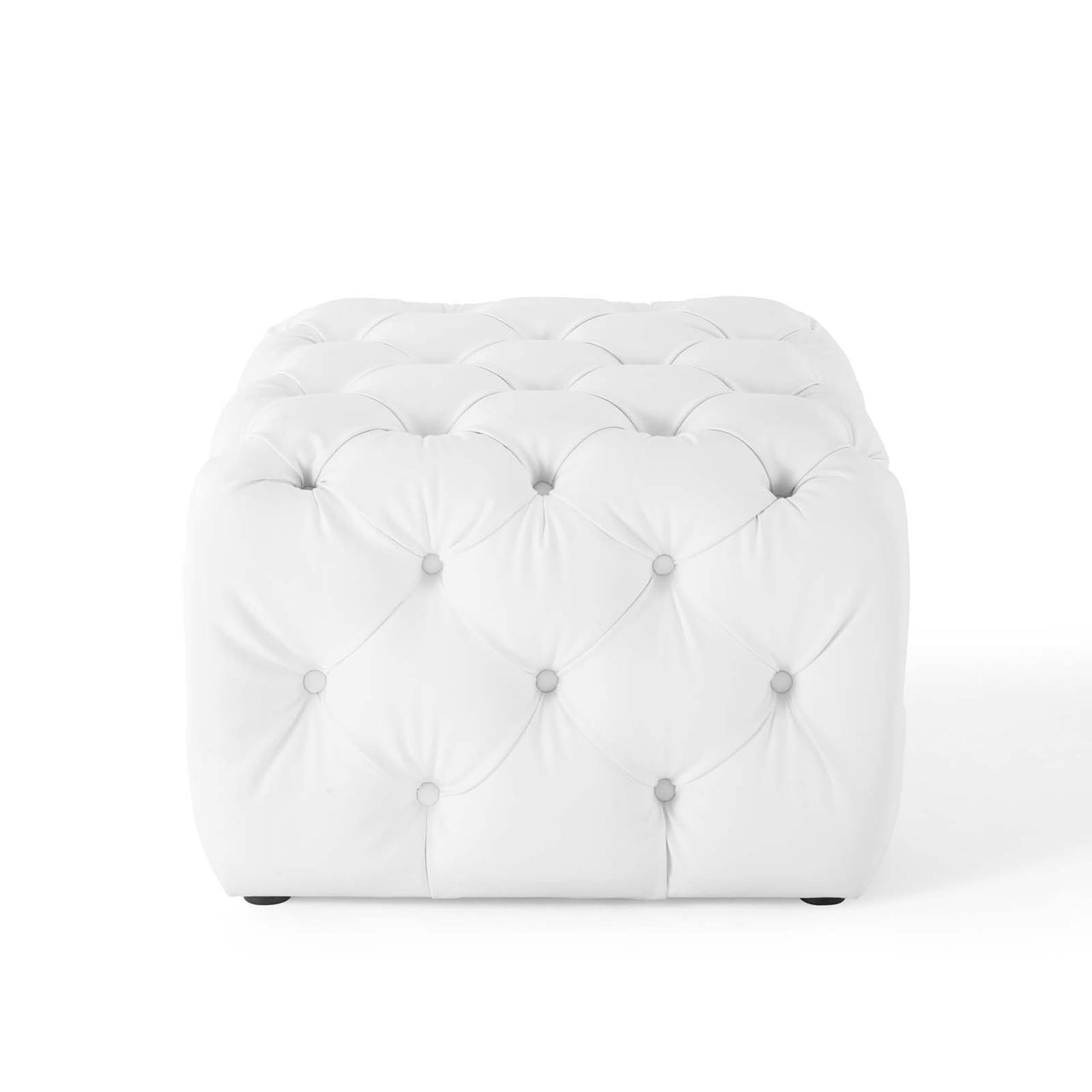 Love Square Faux Leather Ottoman, White