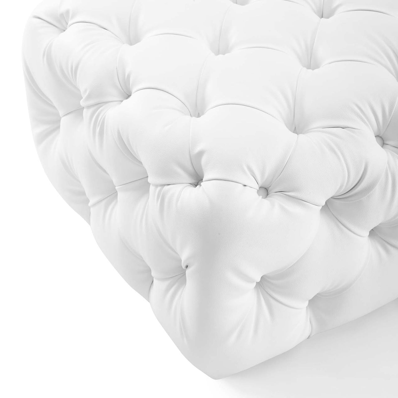 Love Square Faux Leather Ottoman, White